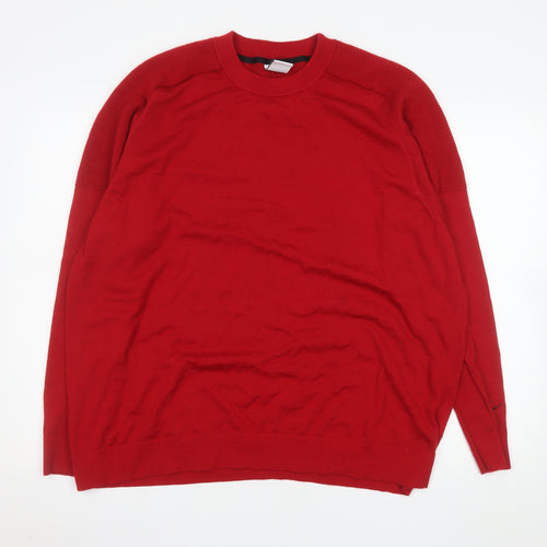 Nike Men's Red 2XL Crew Neck Pullover Jumper Wool Blend