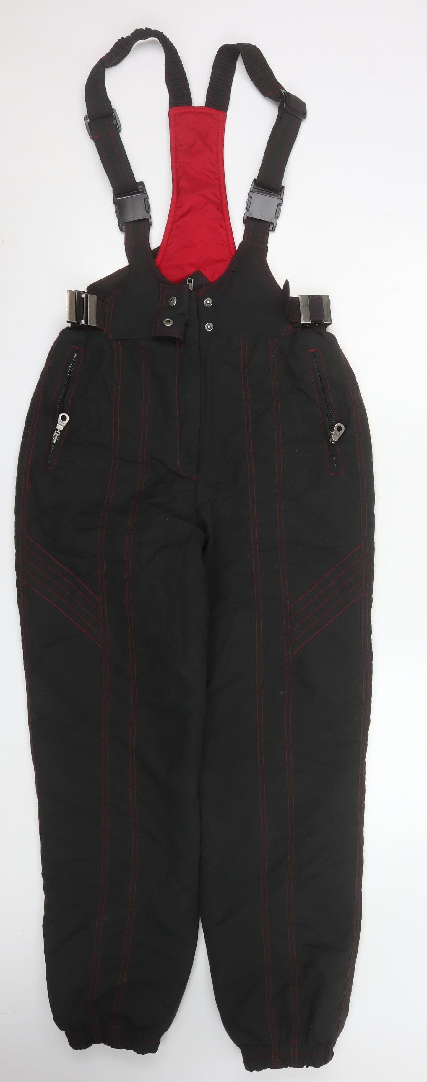 Rodeo Women Black Red Snow Pants Size 12 Waterproof Insulated Trousers