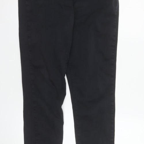 Mint Velvet Women Black Skinny Jeans Size 14R Zip Detail Stretch Comfort