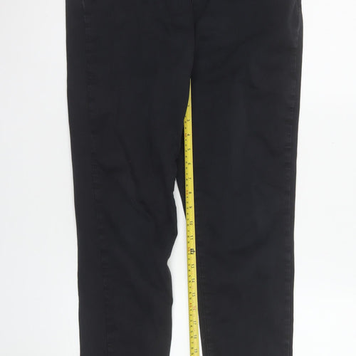 Mint Velvet Women Black Skinny Jeans Size 14R Zip Detail Stretch Comfort