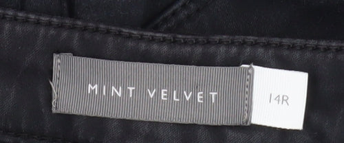 Mint Velvet Women Black Skinny Jeans Size 14R Zip Detail Stretch Comfort