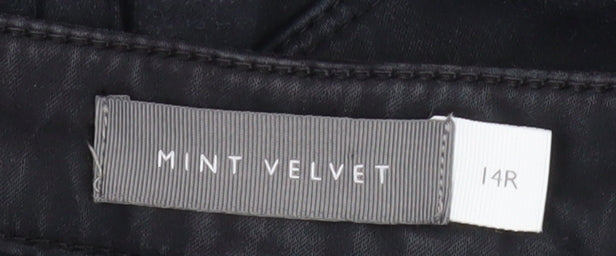 Mint Velvet Women Black Skinny Jeans Size 14R Zip Detail Stretch Comfort