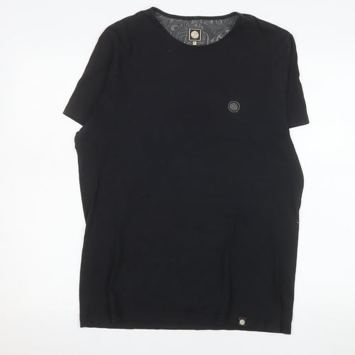 Pretty Green Women's Black Cotton Crew Neck T-Shirt M