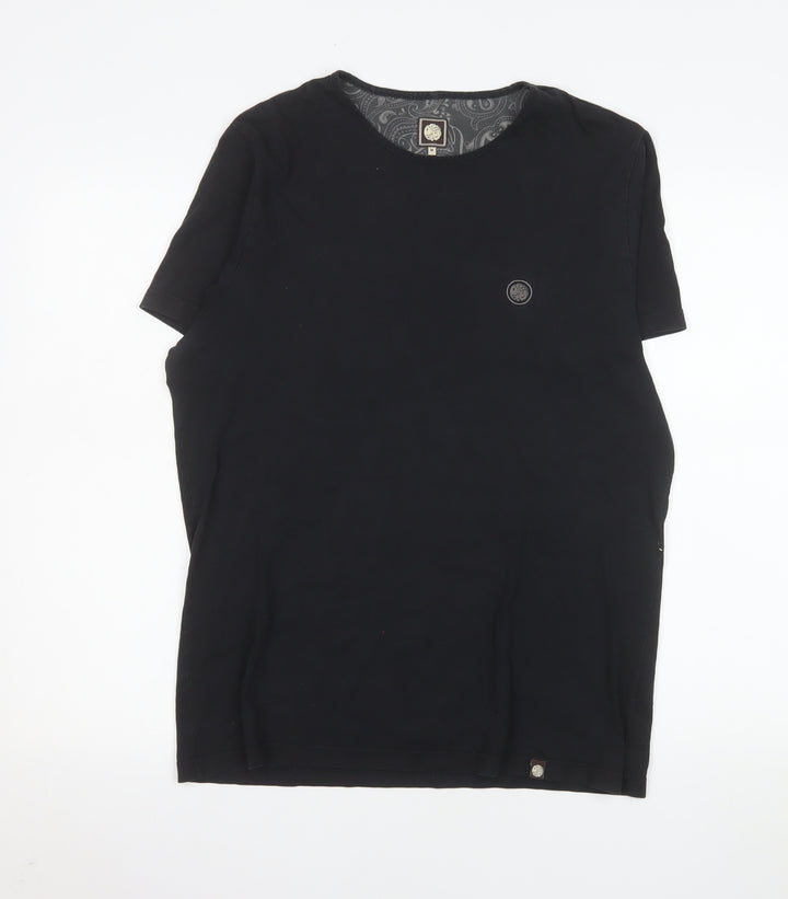 Pretty Green Women's Black Cotton Crew Neck T-Shirt M