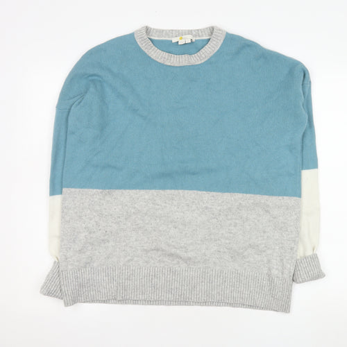 Boden Women Blue Grey Colour Block Wool Blend Jumper M