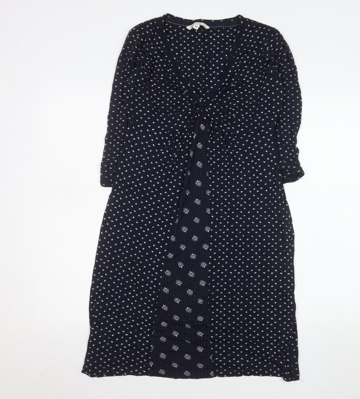 Fat Face Womens Blue Floral Midi A-Line Dress Size 12