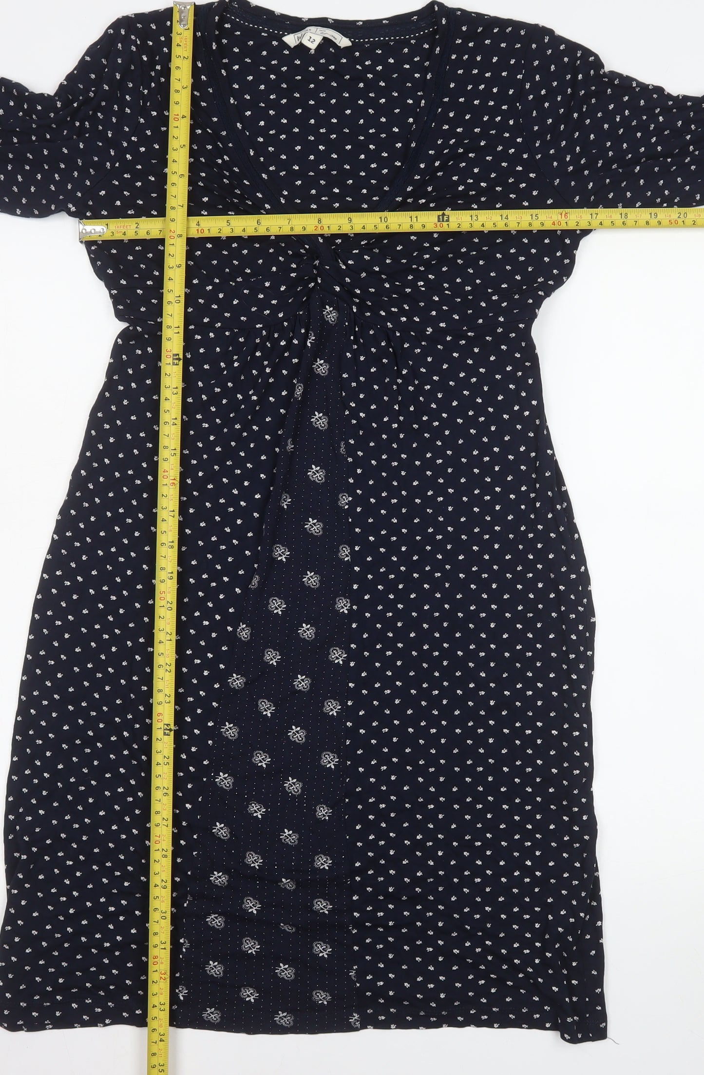 Fat Face Womens Blue Floral Midi A-Line Dress Size 12