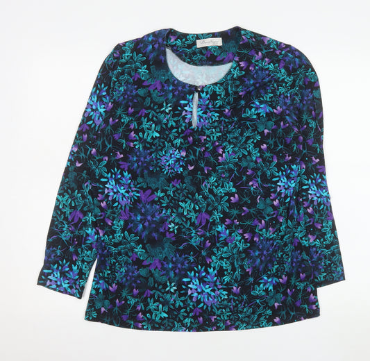 David Nieper Women's Multicoloured Floral Long Sleeve Jersey Tunic Blouse Size 16