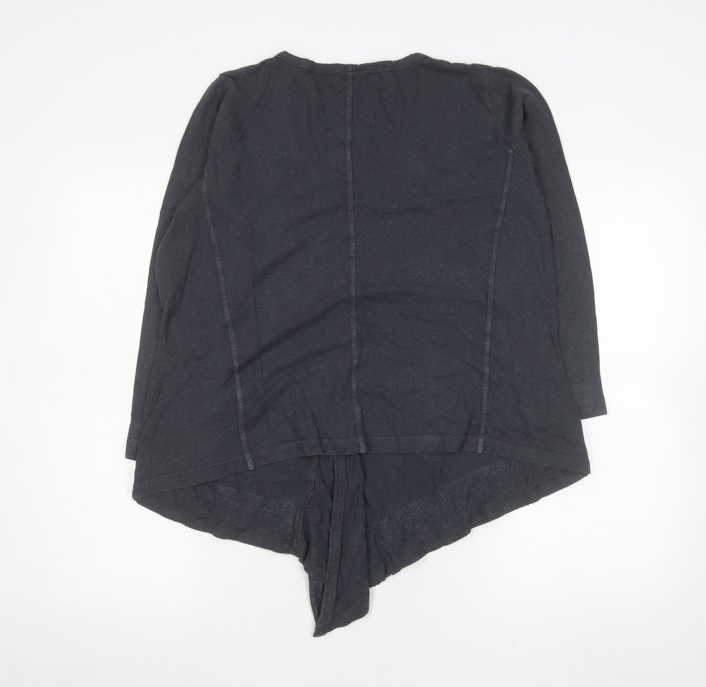 Wrap Women's Black Long Sleeve Tunic Top UK 12 Hemp Cotton Blend