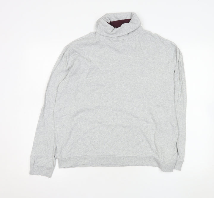 Ted Baker Men's Grey Cotton Roll Neck Long Sleeve Casual Top Size L