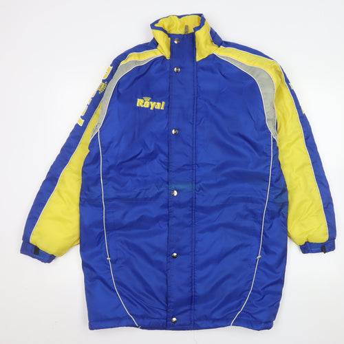 Royal Men's Blue and Yellow Lined Waterproof Parka Jacket Size S