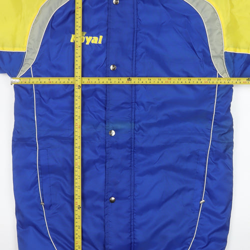 Royal Men's Blue and Yellow Lined Waterproof Parka Jacket Size S