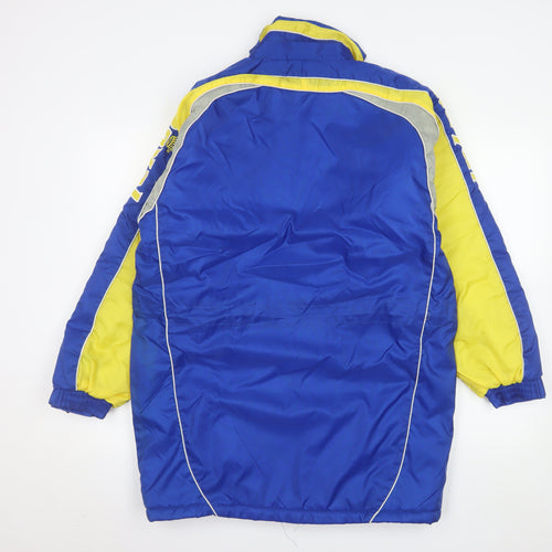 Royal Men's Blue and Yellow Lined Waterproof Parka Jacket Size S