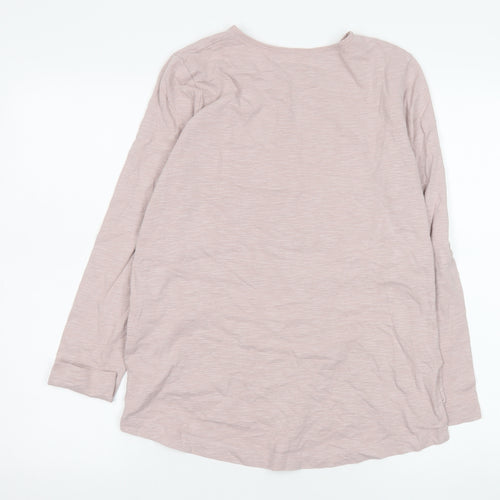 Oysho Womens Pink Long Sleeve Henley Button-Up Cotton Top M
