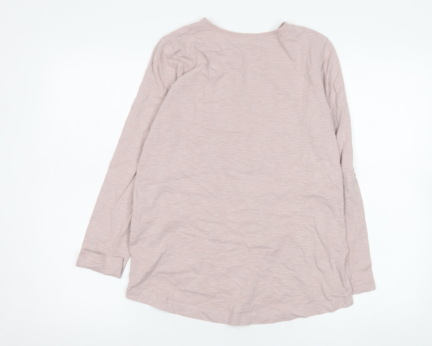 Oysho Womens Pink Long Sleeve Henley Button-Up Cotton Top M