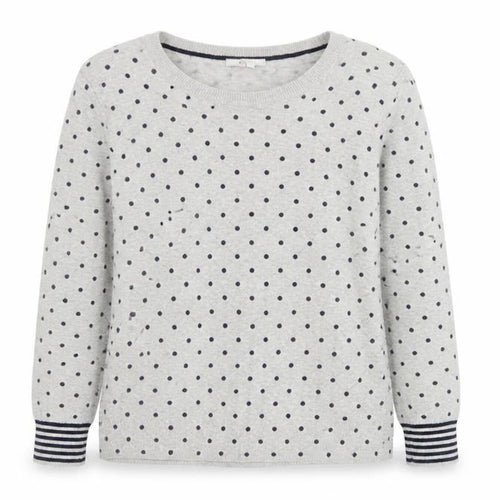 Boden Women’s Grey Polka Dot Long Sleeve Cotton Jersey Top L