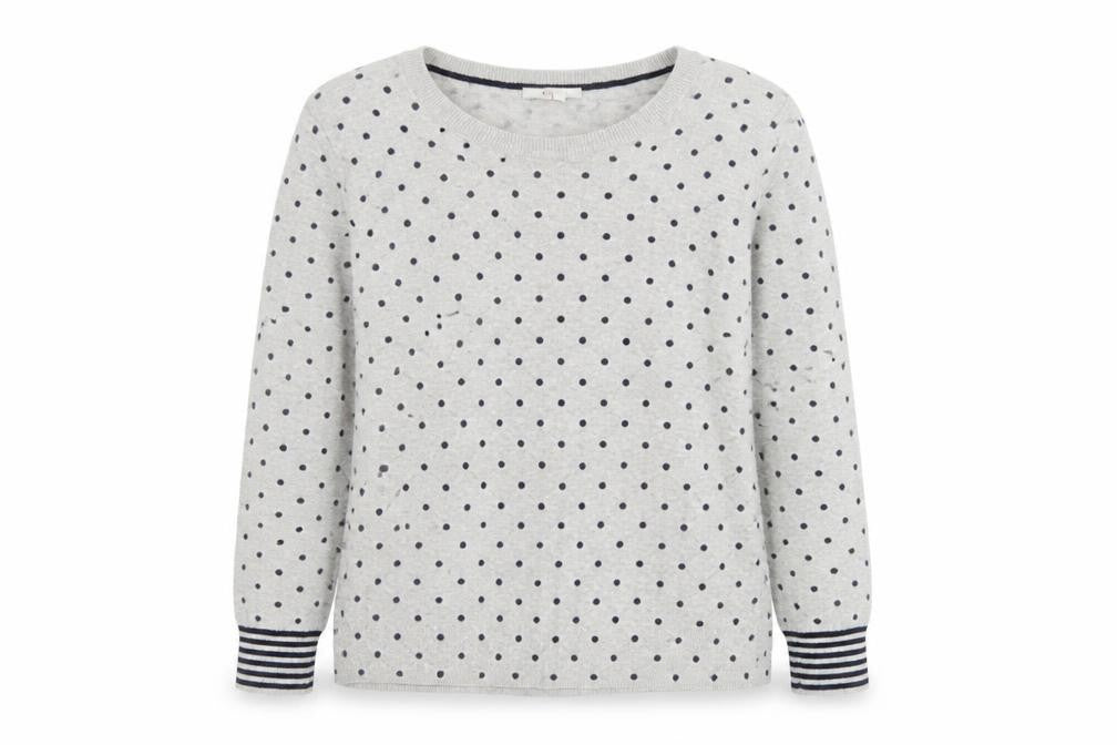 Boden Women’s Grey Polka Dot Long Sleeve Cotton Jersey Top L