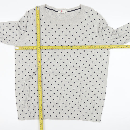 Boden Women’s Grey Polka Dot Long Sleeve Cotton Jersey Top L