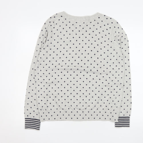 Boden Women’s Grey Polka Dot Long Sleeve Cotton Jersey Top L