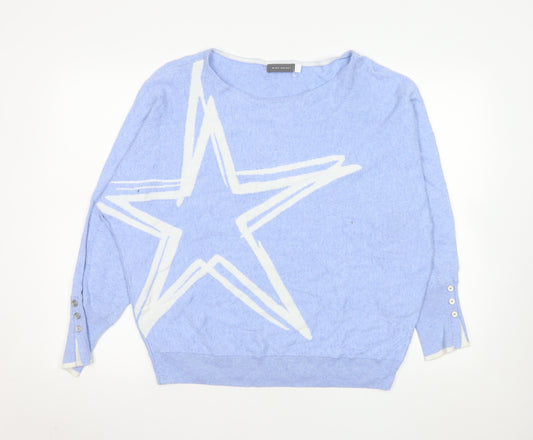 Mint Velvet Women Blue Large Star Pullover Cotton Cashmere Jumper