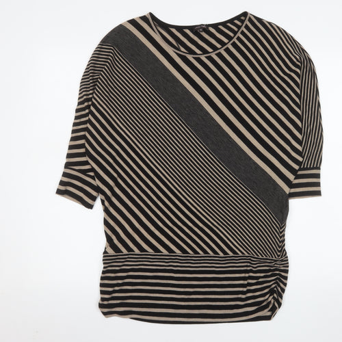 Phase Eight Women Black Beige Striped Tunic Top Size 12
