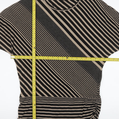 Phase Eight Women Black Beige Striped Tunic Top Size 12
