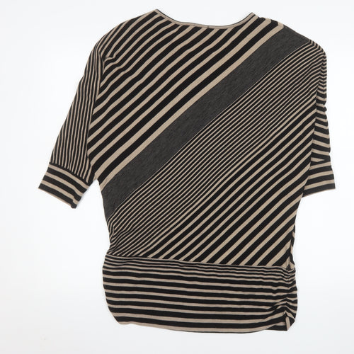 Phase Eight Women Black Beige Striped Tunic Top Size 12