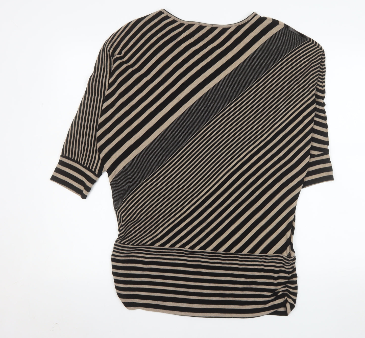 Phase Eight Women Black Beige Striped Tunic Top Size 12