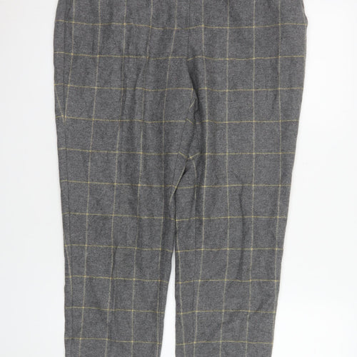 Massimo Dutti Men's Grey Check Wool Slim Fit Tapered Chino Trousers L