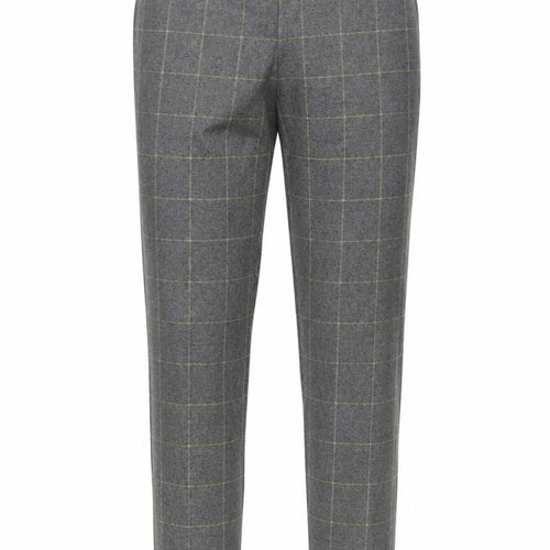 Massimo Dutti Men's Grey Check Wool Slim Fit Tapered Chino Trousers L