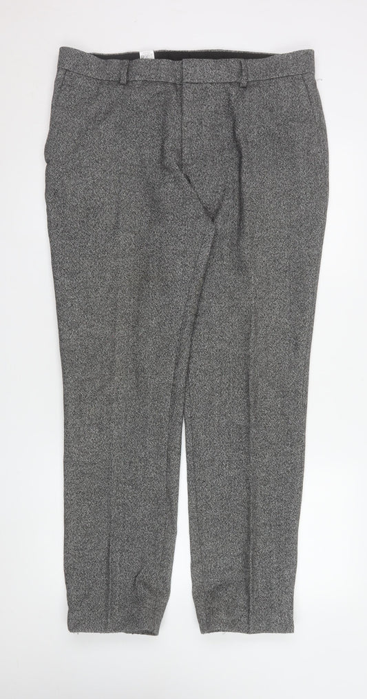 Next Men's Grey Wool Blend Formal Trousers 36W 31L Classic Fit