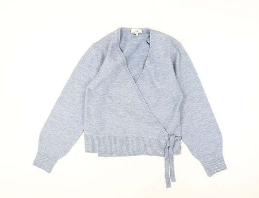 Marks and Spencer Women's Blue Wrap Knit Jumper Size S