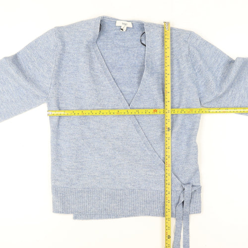 Marks and Spencer Women's Blue Wrap Knit Jumper Size S