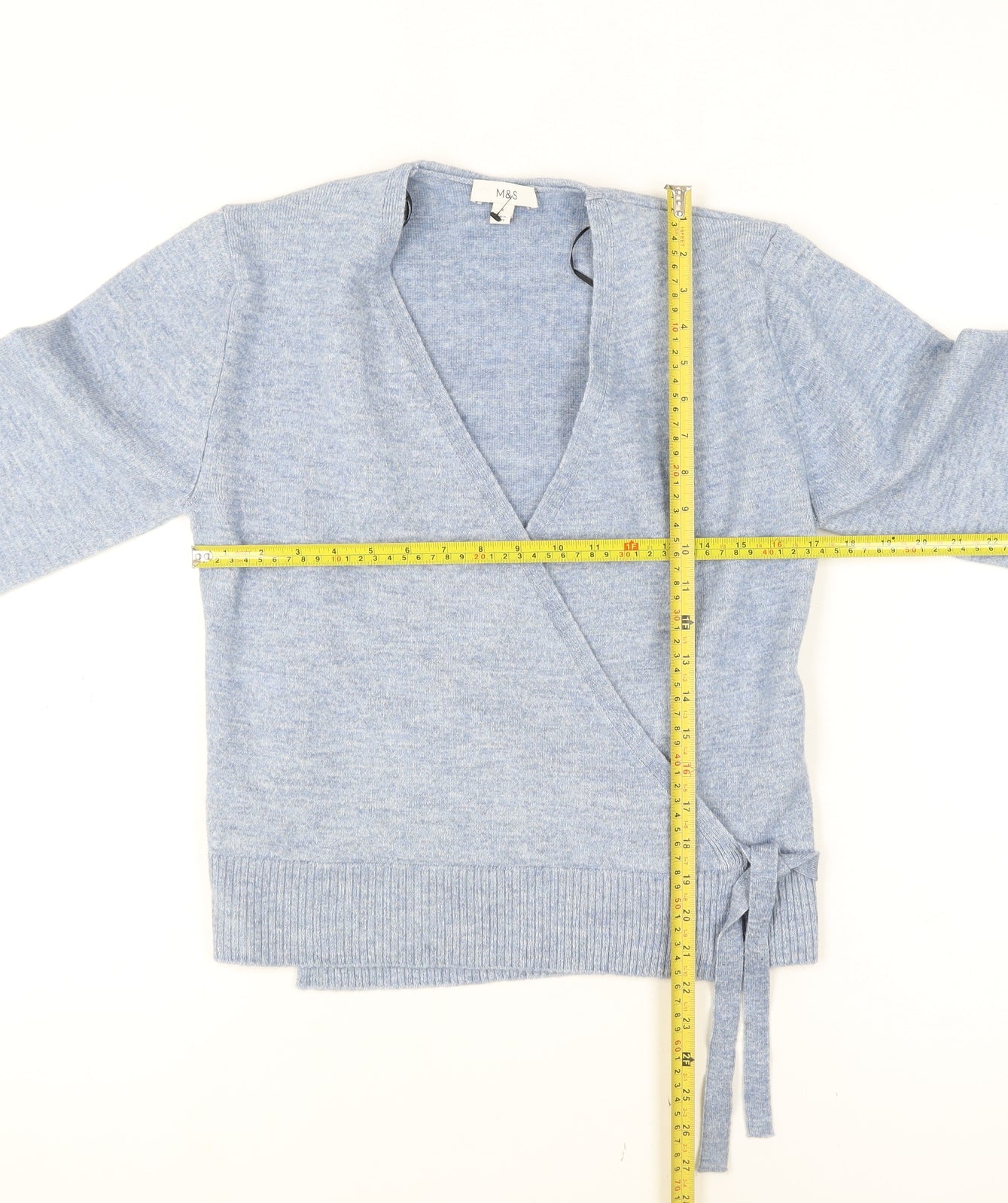 Marks and Spencer Women's Blue Wrap Knit Jumper Size S