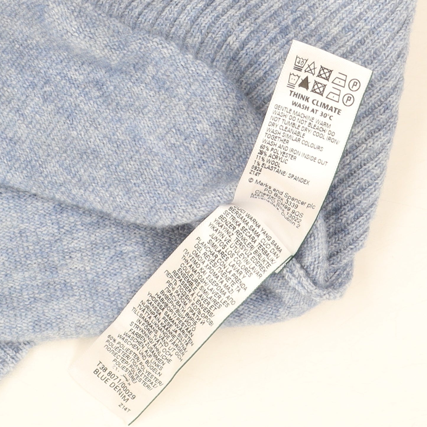 Marks and Spencer Women's Blue Wrap Knit Jumper Size S