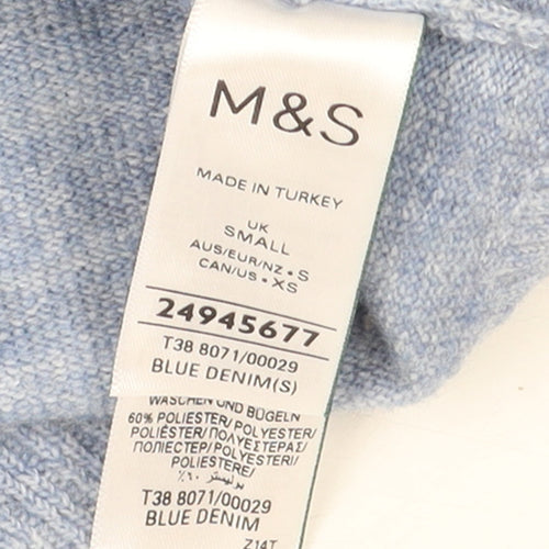 Marks and Spencer Women's Blue Wrap Knit Jumper Size S
