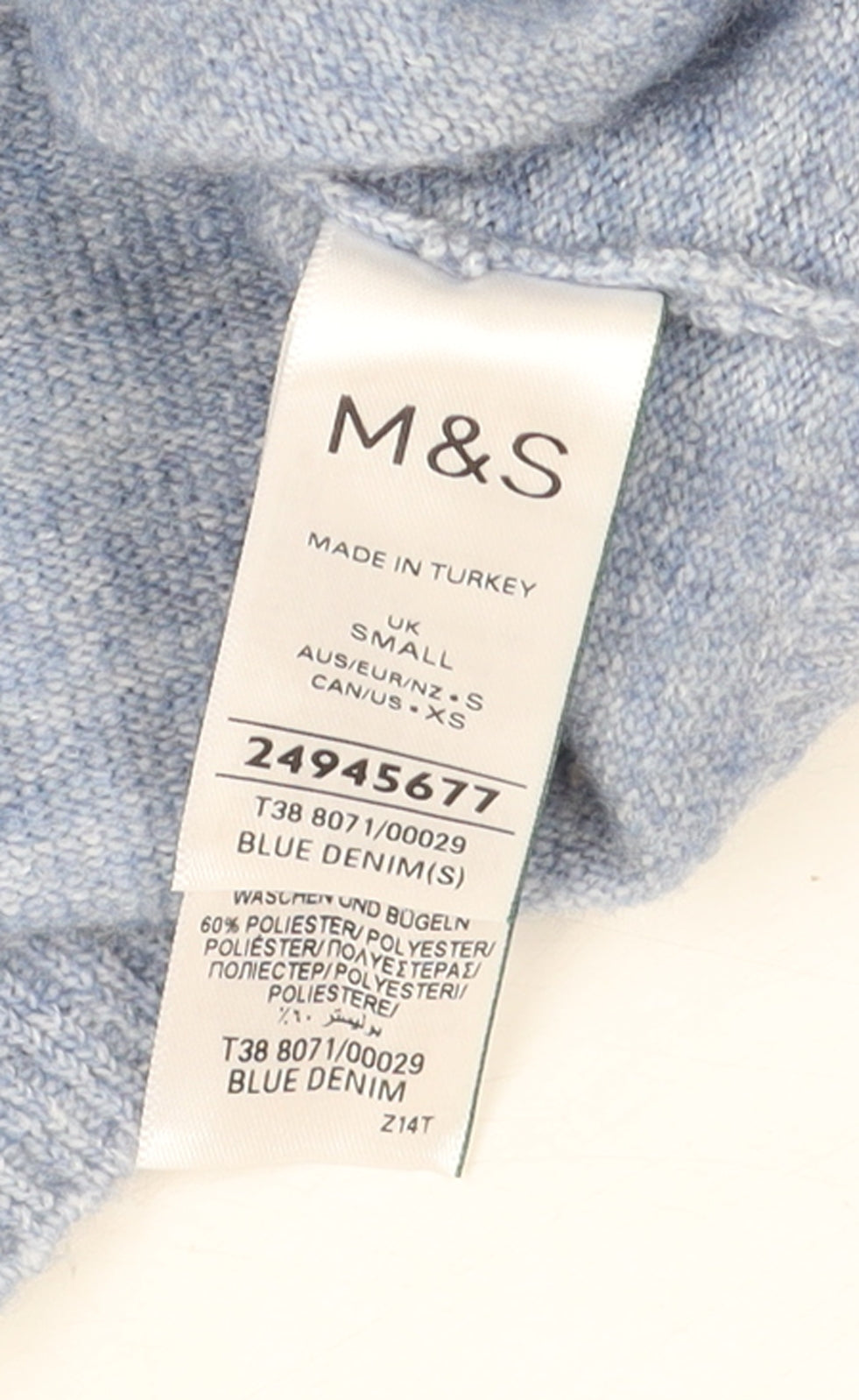 Marks and Spencer Women's Blue Wrap Knit Jumper Size S