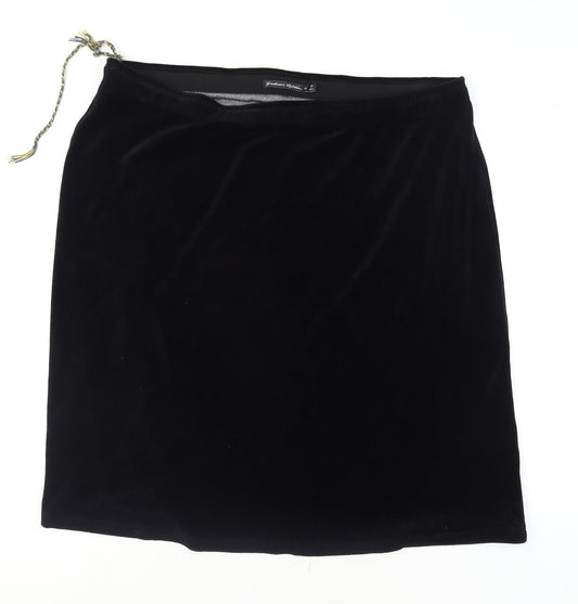 Gudrun Sjödén Women’s Black Velvet Knee Length Pencil Skirt 2XL
