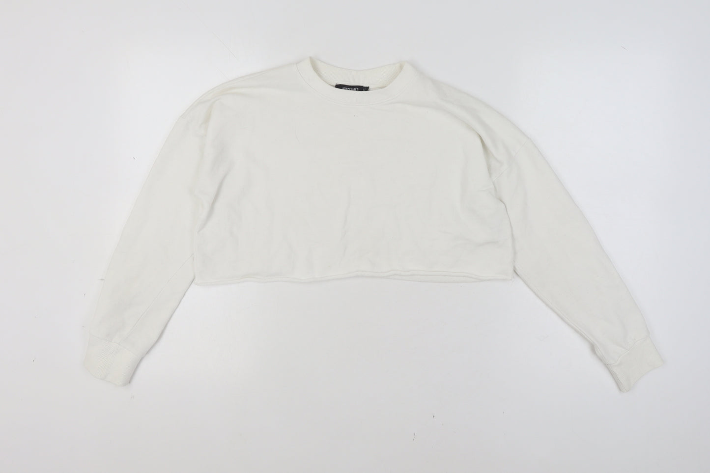 Missguided Women White Size 8 Crew Neck Cropped Pullover Jumper