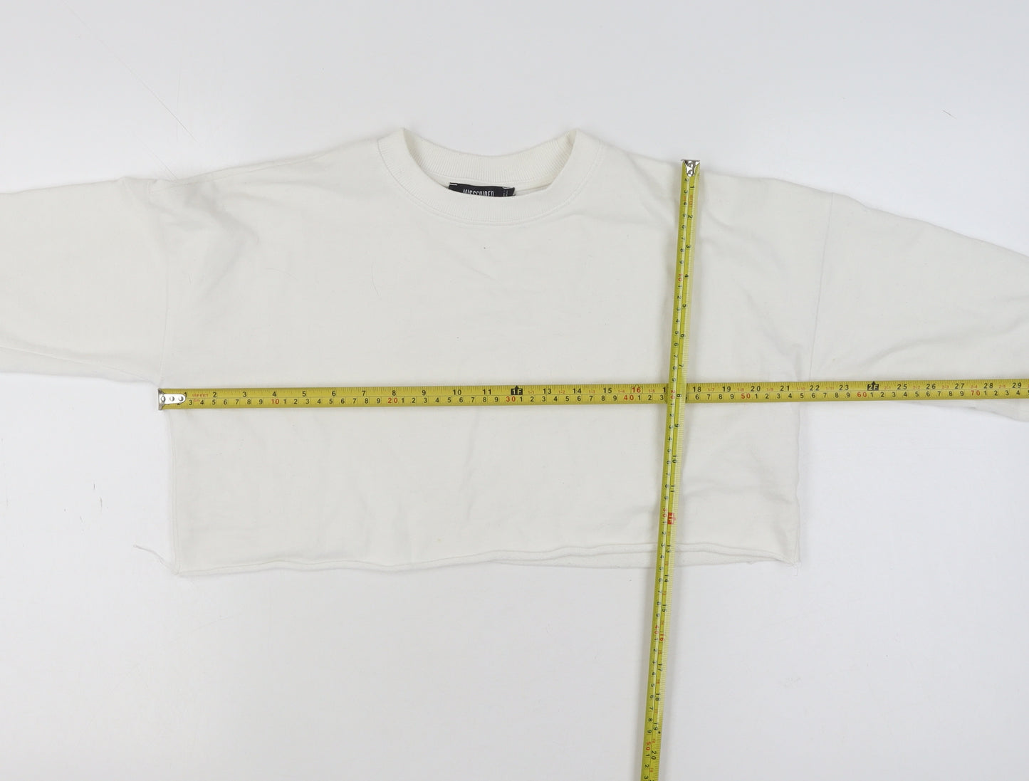 Missguided Women White Size 8 Crew Neck Cropped Pullover Jumper