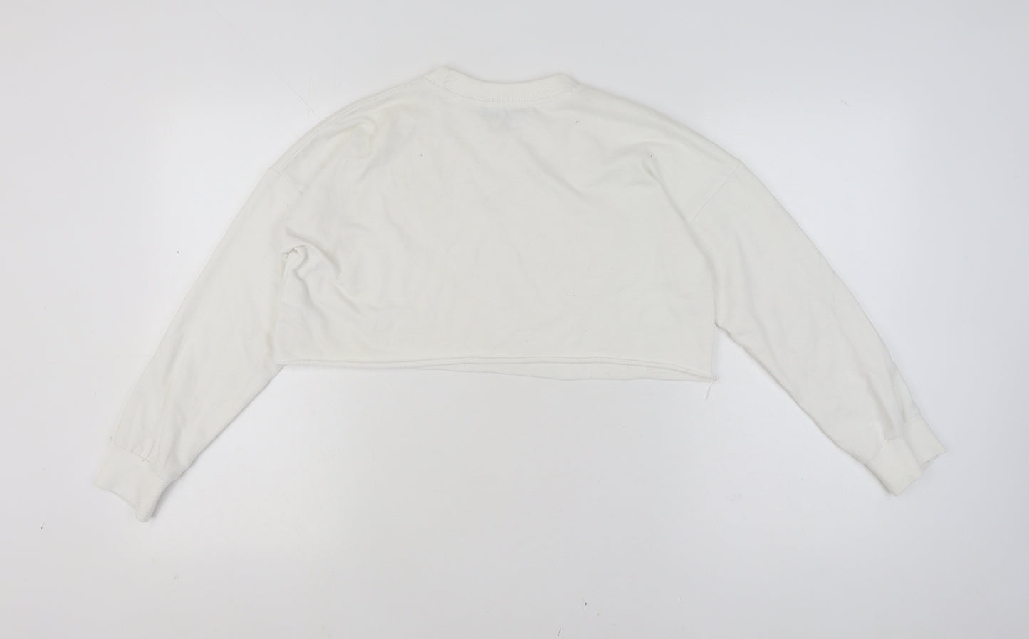 Missguided Women White Size 8 Crew Neck Cropped Pullover Jumper