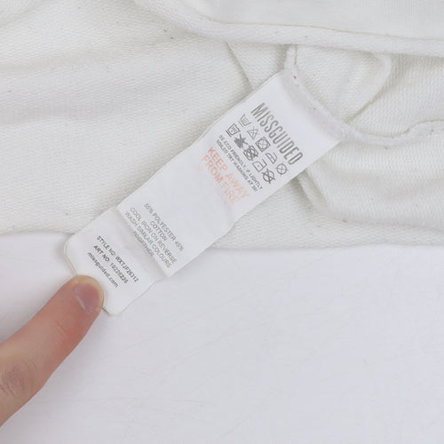 Missguided Women White Size 8 Crew Neck Cropped Pullover Jumper