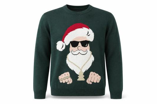 Front view of New Look Men Green Christmas Santa Crew Neck jumper L