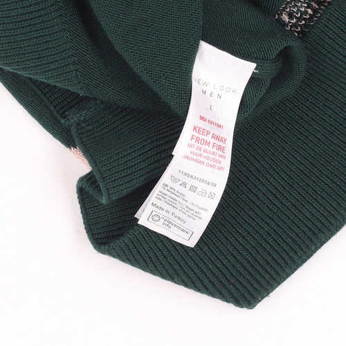 New Look Men Green Christmas Santa Crew Neck Pullover Jumper L