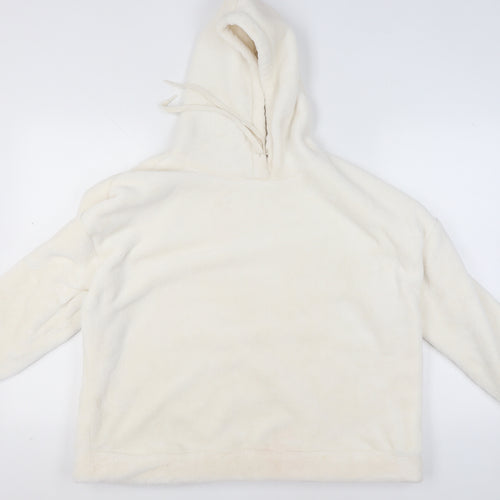 Marks and Spencer Women Ivory Pullover Hoodie Large Fleece Soft Warm