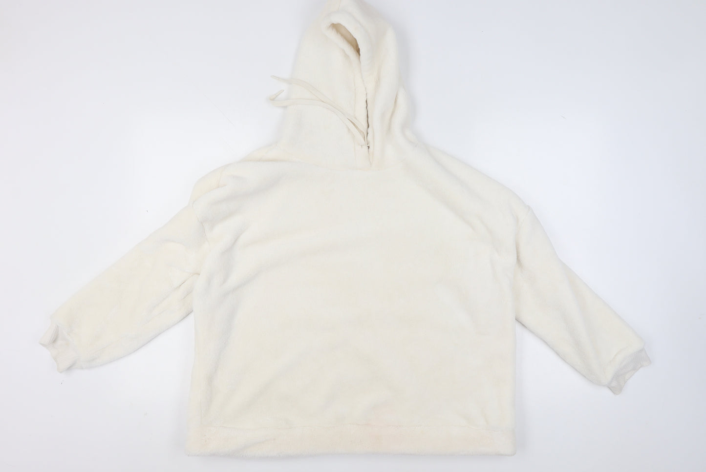 Marks and Spencer Women Ivory Pullover Hoodie Large Fleece Soft Warm