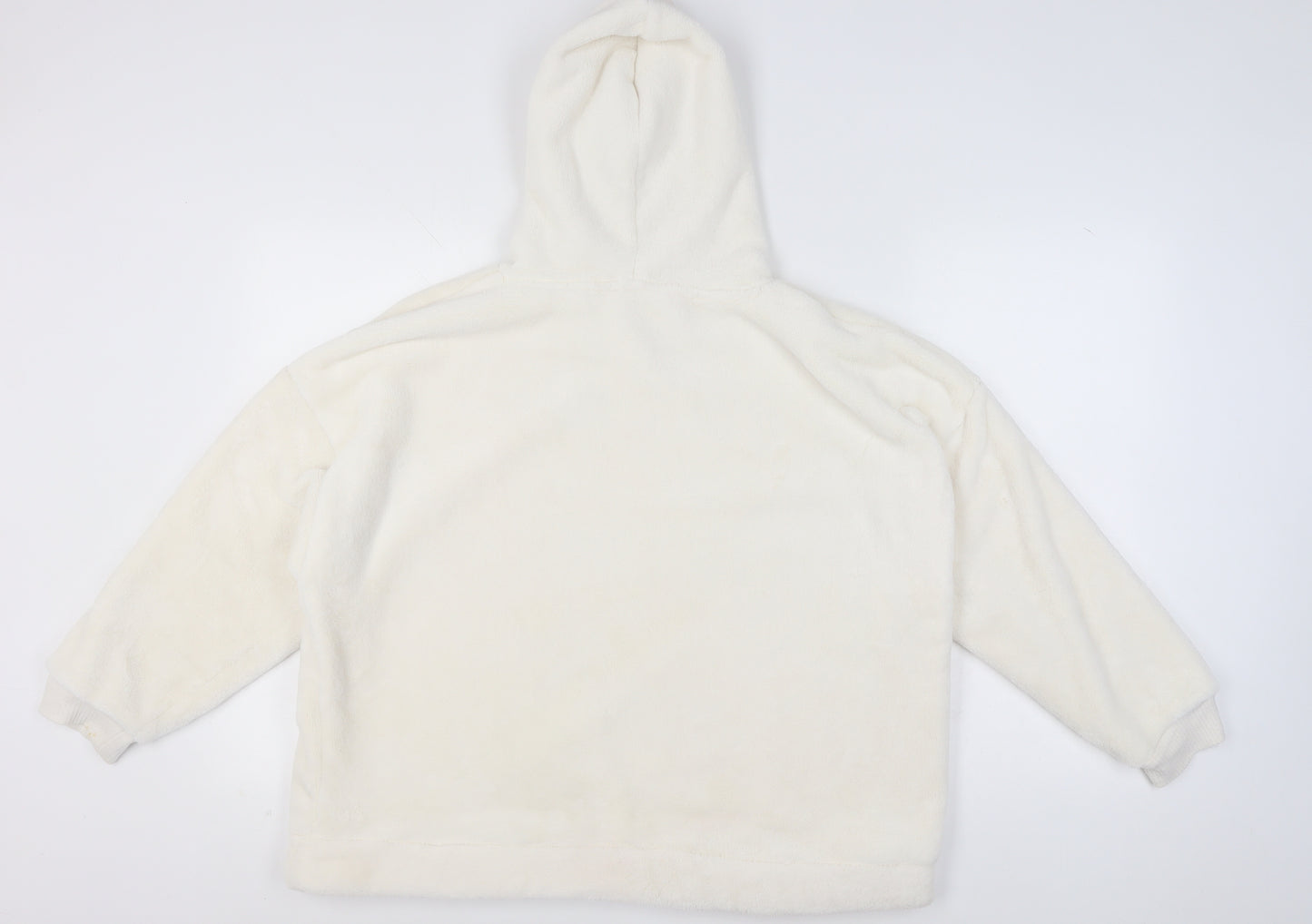 Marks and Spencer Women Ivory Pullover Hoodie Large Fleece Soft Warm