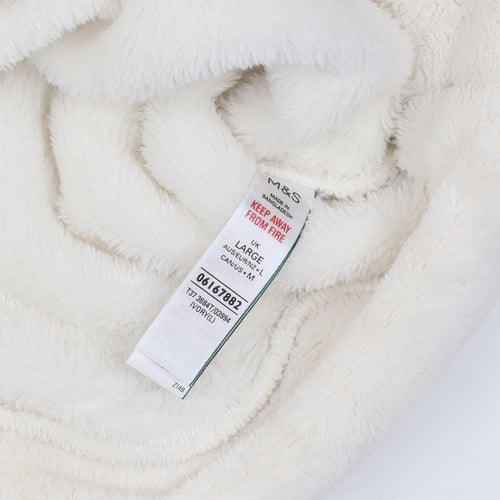 Marks and Spencer Women Ivory Pullover Hoodie Large Fleece Soft Warm