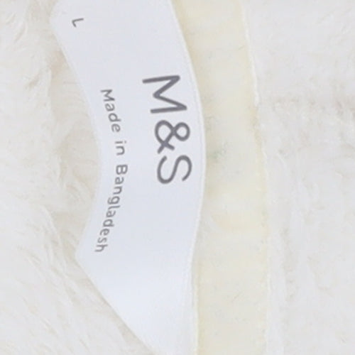 Marks and Spencer Women Ivory Pullover Hoodie Large Fleece Soft Warm