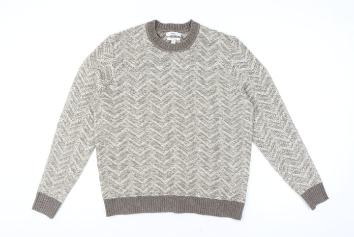 Marks and Spencer Mens Beige Wool Blend Crew Neck Jumper Size L